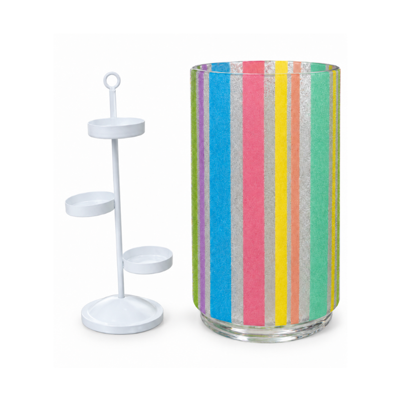 Colourful Glass Candle Holder Set with Three-Cup Tealight Stand-Global Food Hub