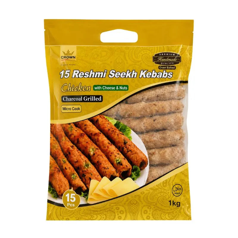 Crown Frozen Chicken Reshami Kebabs Charcoal with Cheese & Nuts - 1Kg-Global Food Hub