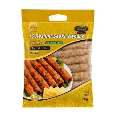 Crown Frozen Chicken Reshami Kebabs Charcoal with Cheese & Nuts - 1Kg-Global Food Hub
