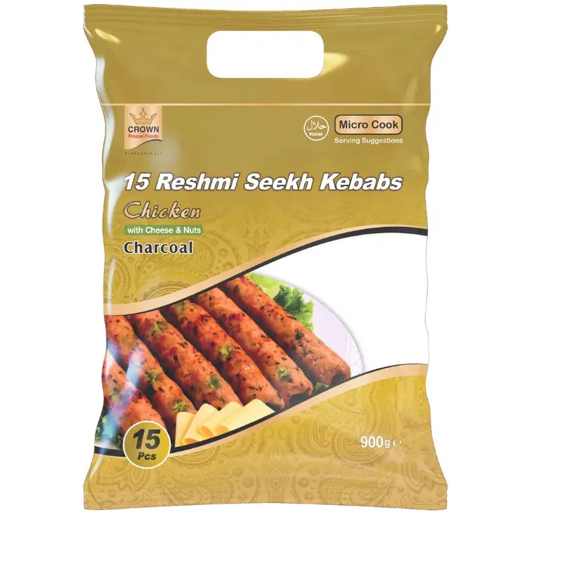 Crown Frozen Chicken Reshami Kebabs Charcoal with Cheese & Nuts - 900g-Global Food Hub