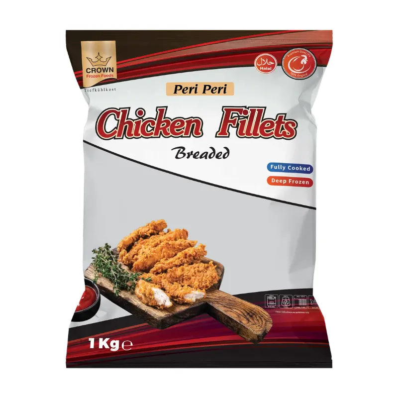 Crown Frozen Peri Peri Chicken Fillets Breaded - 1kg-Global Food Hub