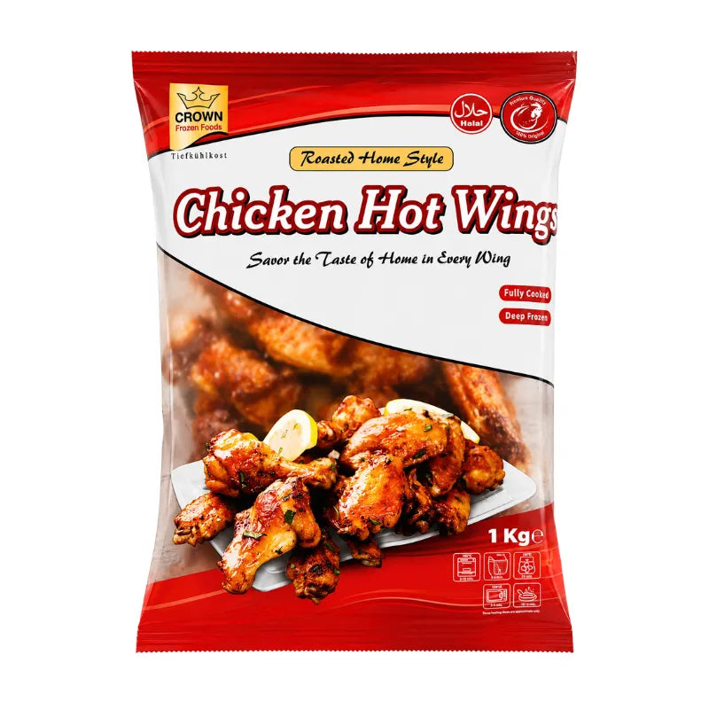 Crown Frozen Roasted Chicken Hot Wings - 1Kg-Global Food Hub