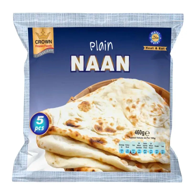 Crown Frozen Tandoori Plain Naan - 460g-Global Food Hub