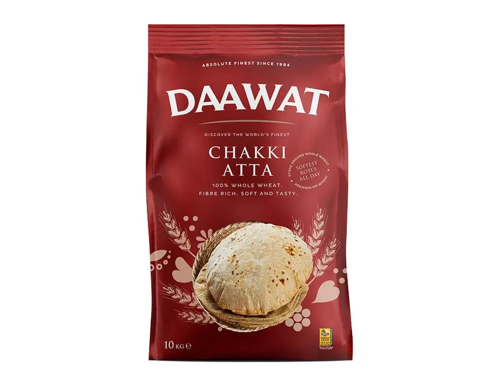 Daawat - 10kg Chakki Atta Whole Wheat Flour (BBD-05 Jun 24)-10 Kilograms-Global Food Hub