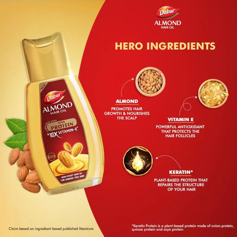 Dabur Almond Hair Oil - 95ml with FREE extra 45ml-Global Food Hub