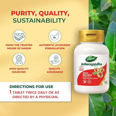 Dabur Ashwagandha Tablet - 60 Tablets-Global Food Hub