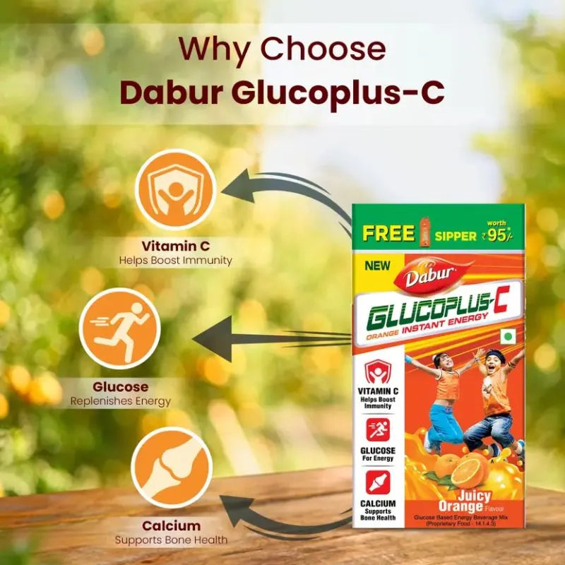 Dabur Glucoplus-C Instant Powder Energy Glucose - Orange 500g-Global Food Hub
