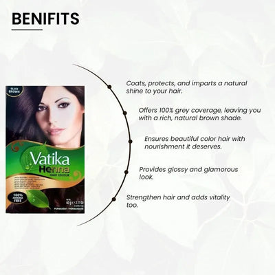 Dabur Vatika Henna Hair Color Black Brown - 60g-Global Food Hub