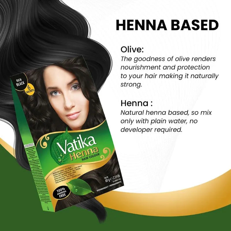 Dabur Vatika Henna Hair Color Rich Black - 60g-Global Food Hub