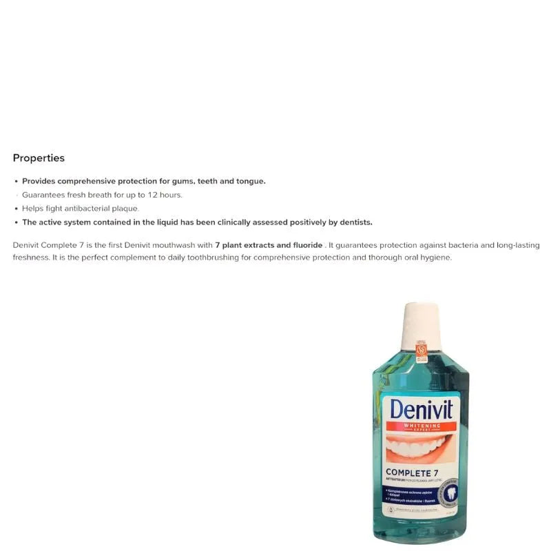 Denivit Whitening Expert Complete 7 Mouthwash - 500ml-Global Food Hub