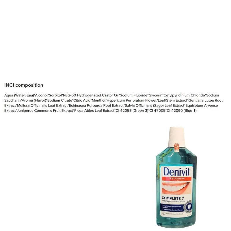 Denivit Whitening Expert Complete 7 Mouthwash - 500ml-Global Food Hub