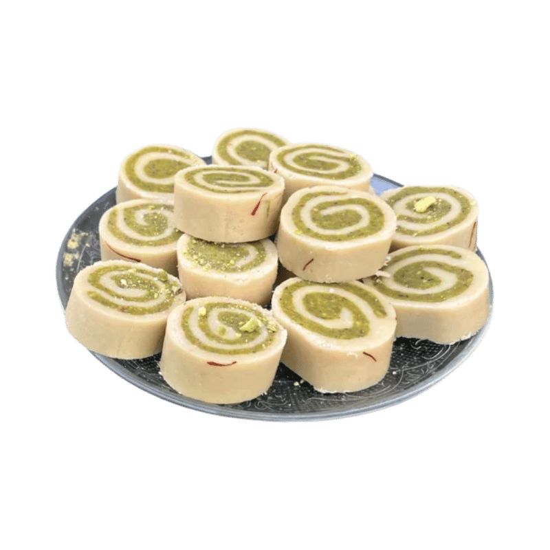 Divine Bites - Premium Fresh Mithai 200g - Cashew Pistachio Rolls 6pcs-Global Food Hub