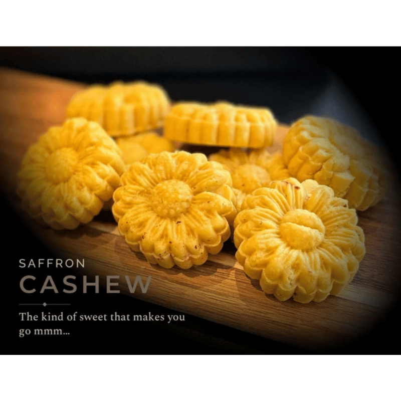 Divine Bites - Premium Fresh Mithai 200g - Saffron Cashew Barfi 6pcs-Global Food Hub