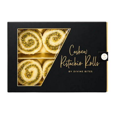 Divine Bites - Premium Mithai Cashew Pistachio Rolls - 200 g-Global Food Hub