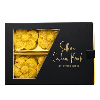 Divine Bites Premium Mithai Saffron Cashew Barfi - 200g-Global Food Hub