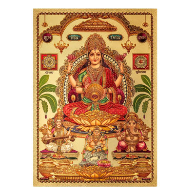 Diwali Pooja Gold Foil Poster - 21cm x 30cm-Global Food Hub