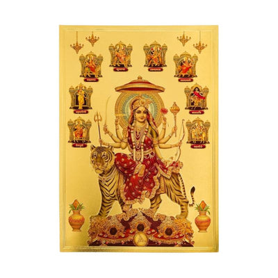 Durga 9 Avtar Gold Foil Poster - 21cm x 30cm-Global Food Hub