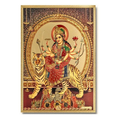 Durga Gold Foil Poster - 21cm x 30cm-Global Food Hub