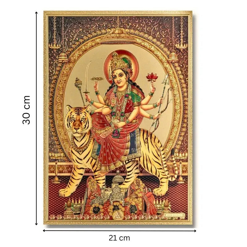 Durga Gold Foil Unframed Art Work - 21cm x 30cm-Global Food Hub
