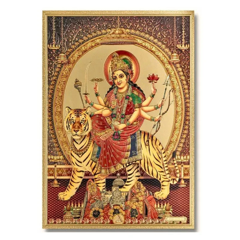 Durga Gold Foil Unframed Art Work - 21cm x 30cm-Global Food Hub