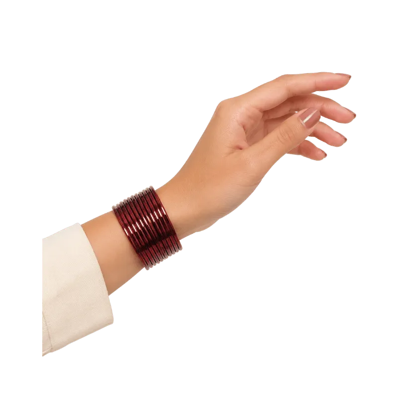 Elena Adults Bangles Set of 24 - Burgundy Red - Size 2.4-Global Food Hub