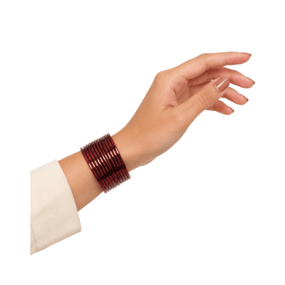 Elena Adults Bangles Set of 24 - Burgundy Red - Size 2.40-Global Food Hub