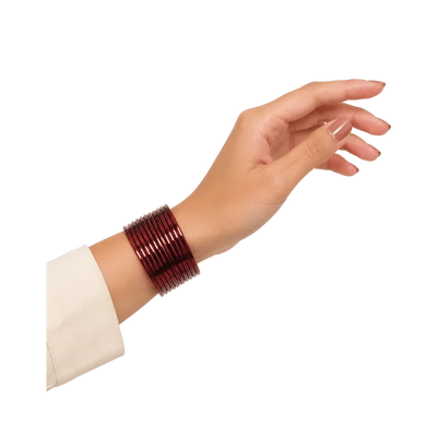 Elena Adults Bangles Set of 24 - Burgundy Red - Size 2.8-Global Food Hub