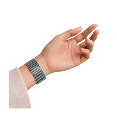 Elena Adults Bangles Set of 24 - Gray - Size 2.8-Global Food Hub
