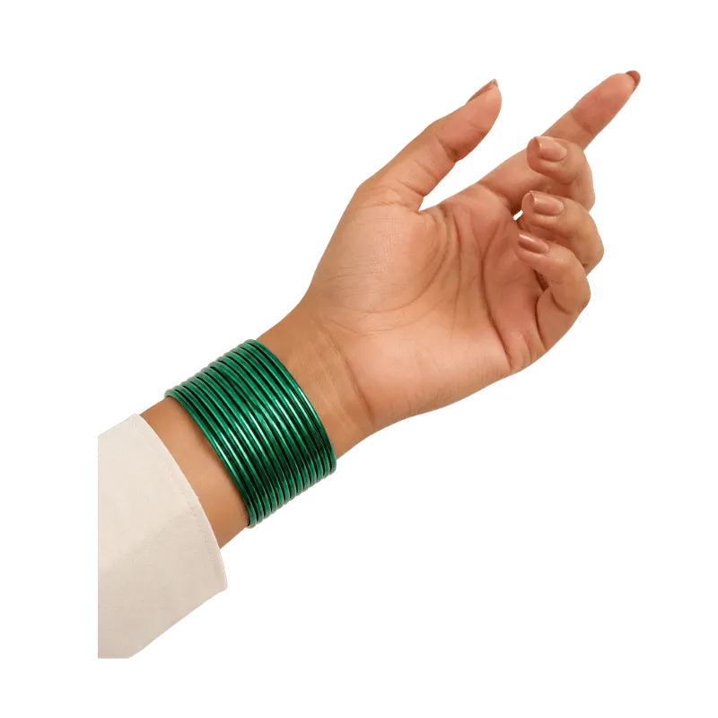 Elena Adults Bangles Set of 24 - Green - Size 2.4-Global Food Hub