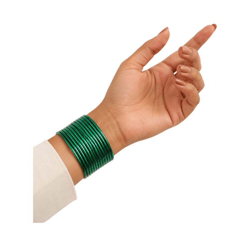 Elena Adults Bangles Set of 24 - Green - Size 2.40-Global Food Hub
