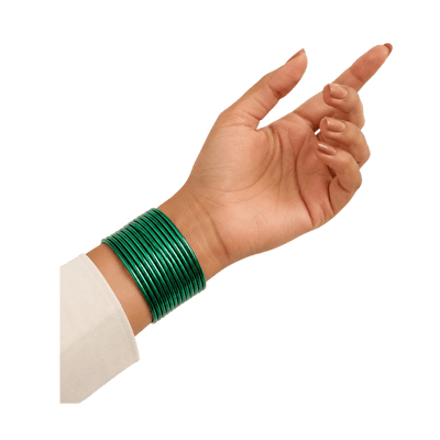 Elena Adults Bangles Set of 24 - Green - Size 2.80-Global Food Hub