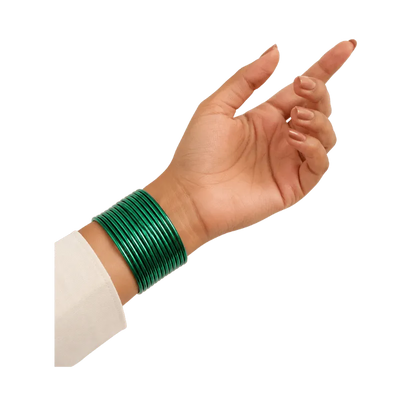 Elena Adults Bangles Set of 24 - Green - Size 2.8-Global Food Hub