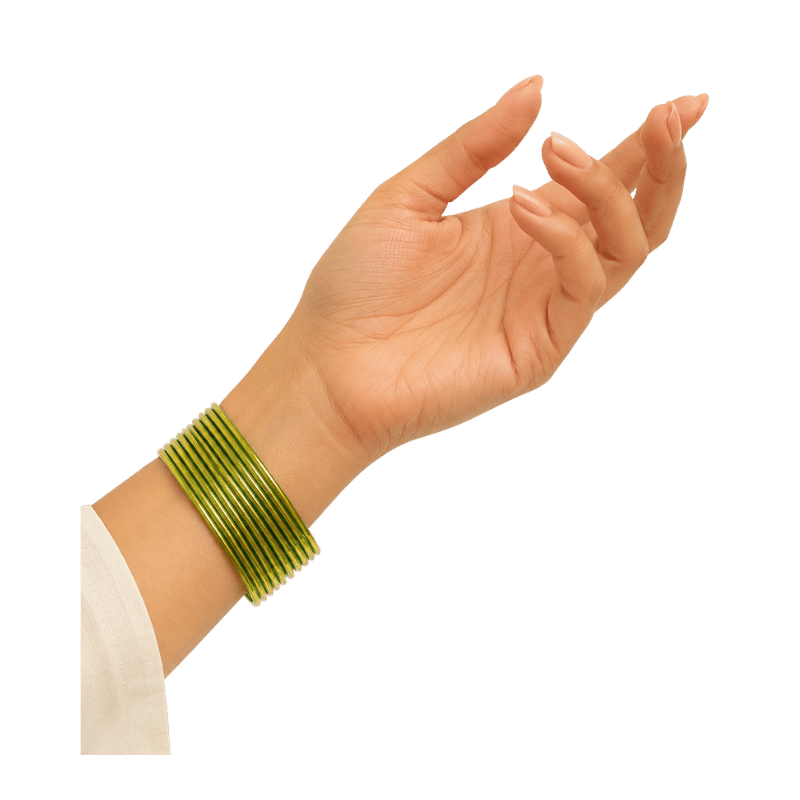 Elena Adults Bangles Set of 24 - Lime Green - Size 2.40-Global Food Hub