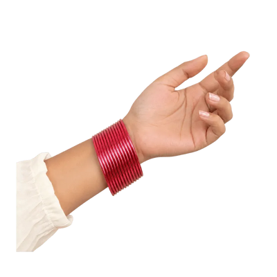 Elena Adults Bangles Set of 24 - Pinkish Red - Size 2.4-Global Food Hub