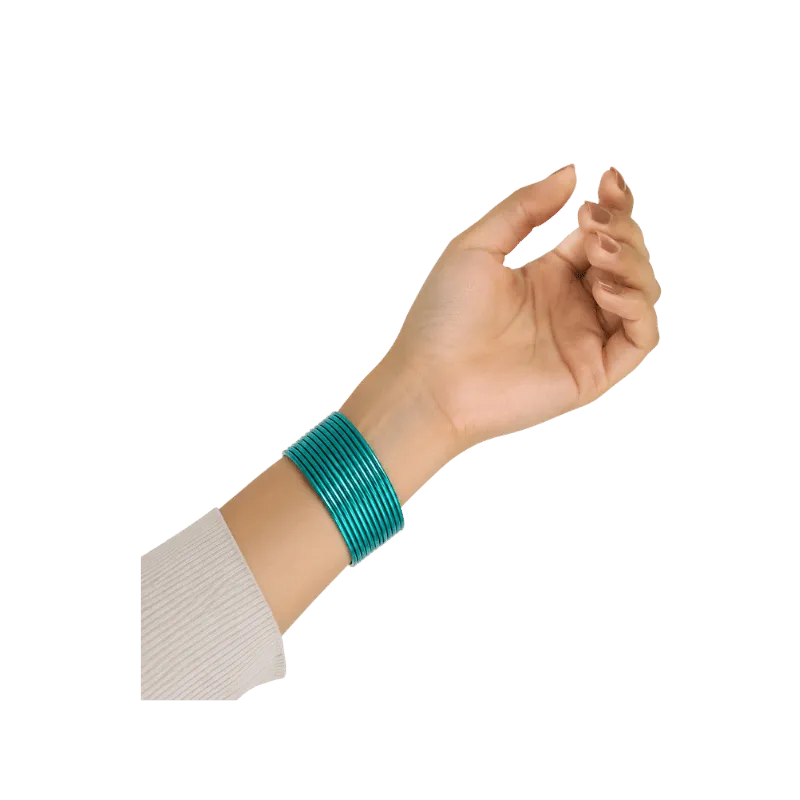 Elena Adults Bangles Set of 24 - Teal Green - Size 2.4-Global Food Hub
