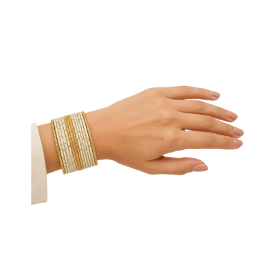 Eva Adults Bangles Set of 24 - Cream - Size 2.10-Global Food Hub