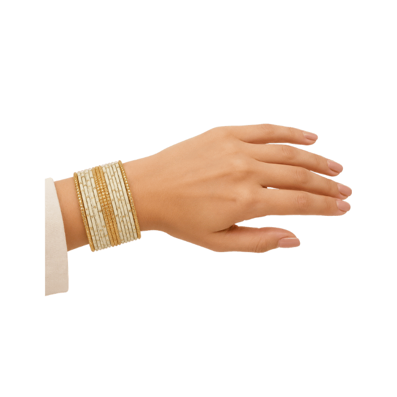 Eva Adults Bangles Set of 24 - Cream - Size 2.8-Global Food Hub