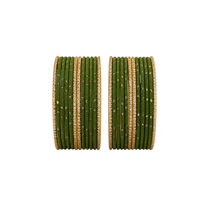 Eva Adults Bangles Set of 24 - Olive Green - Size 2.10-Global Food Hub