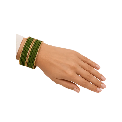 Eva Adults Bangles Set of 24 - Olive Green - Size 2.4-Global Food Hub