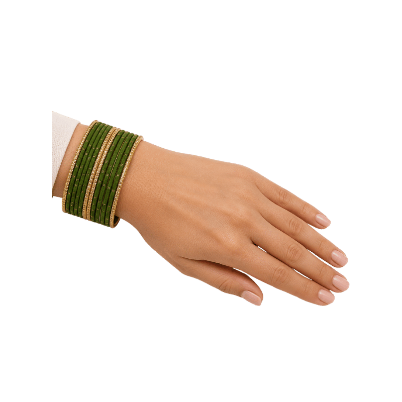Eva Adults Bangles Set of 24 - Olive Green - Size 2.8-Global Food Hub
