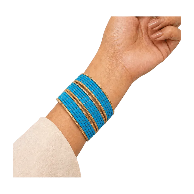 Eva Adults Bangles Set of 24 - Turquoise Blue - Size 2.6-Global Food Hub