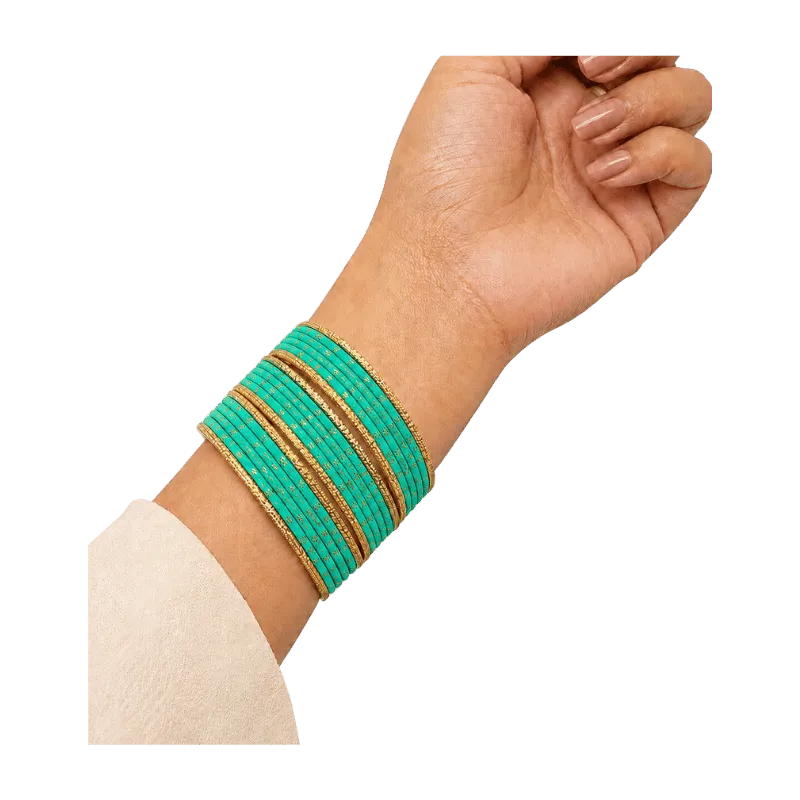 Eva Adults Bangles Set of 24 - Turquoise Green - Size 2.6-Global Food Hub