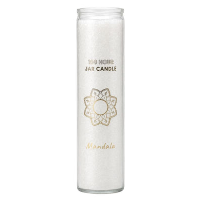 Fair Trade Mandala Stearine Candle in Glass – White-Global Food Hub