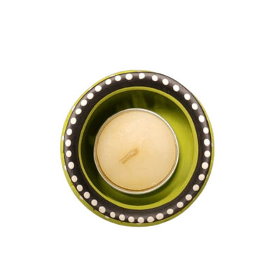 Fancy Clay Diya with Tea Candle CL-56-Global Food Hub