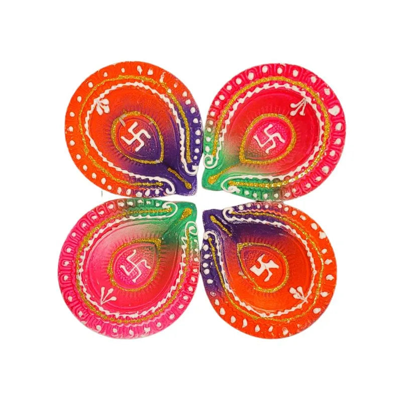 Fancy Diya -(Pack of 4) No.8 Design May Vary-Global Food Hub