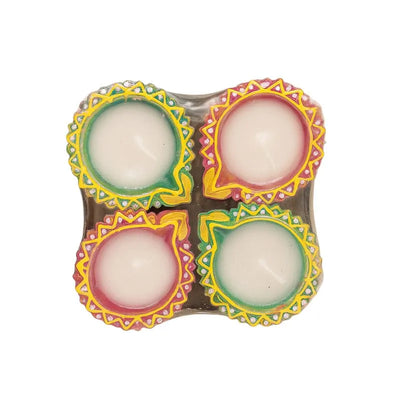 Fancy Diya With Wax Candle (Set of 4) CL-64-Global Food Hub