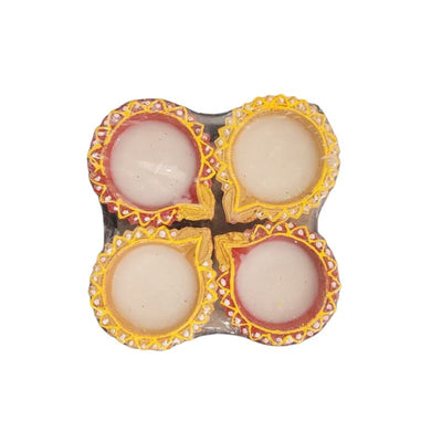 Fancy Diya With Wax Candle (Set of 4) CL-65-Global Food Hub