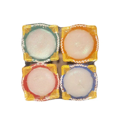 Fancy Diya With Wax Candle (Set of 4) CL-66-Global Food Hub