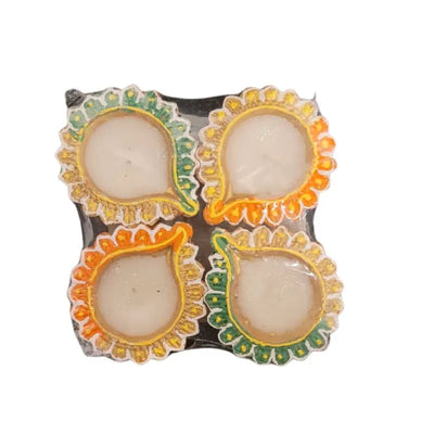 Fancy Diya With Wax Candle (Set of 4) CL-67-Global Food Hub