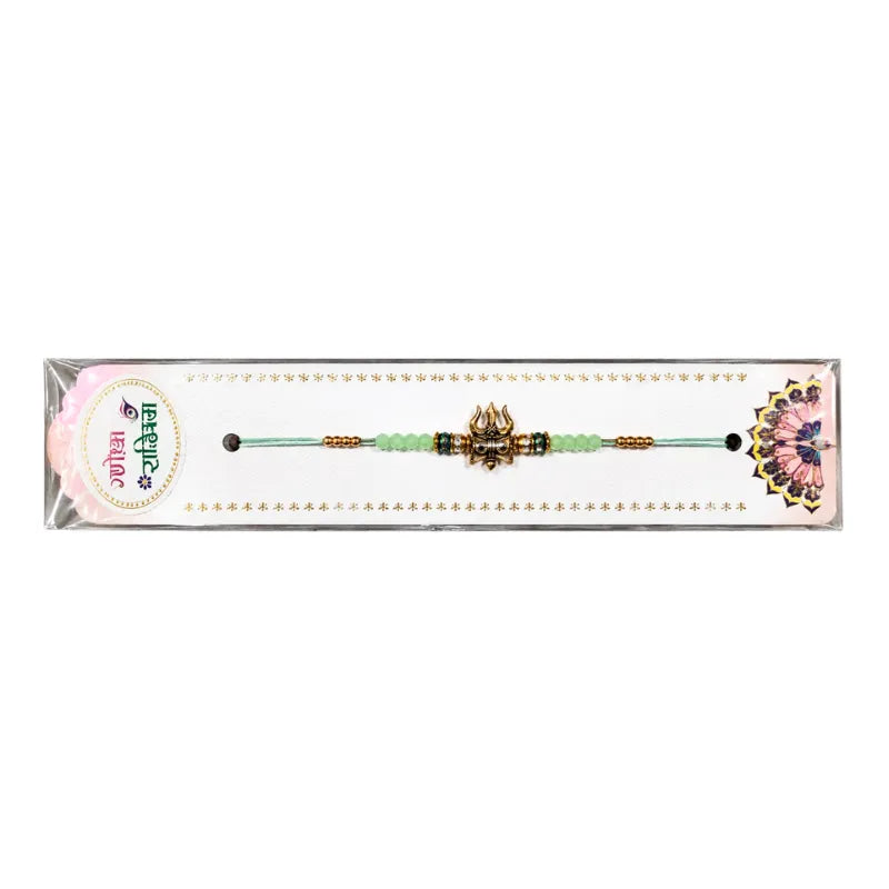 Fancy Rakhi S23 - Green Beads-Global Food Hub